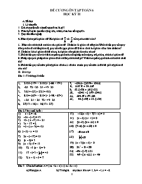 Đề cương ôn tập Toán 6 học kỳ II